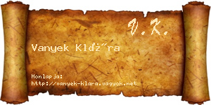 Vanyek Klára névjegykártya
