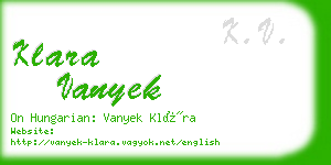 klara vanyek business card
